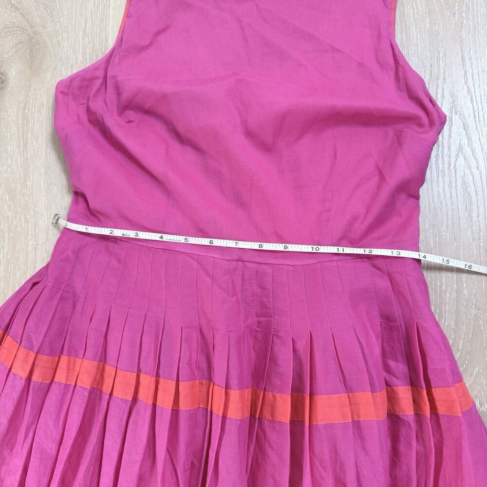 Talbots Fit & Flare Midi Dress 4 Pink Orange Striped Preppy Wedding Vogue Oprah - Picture 8 of 15